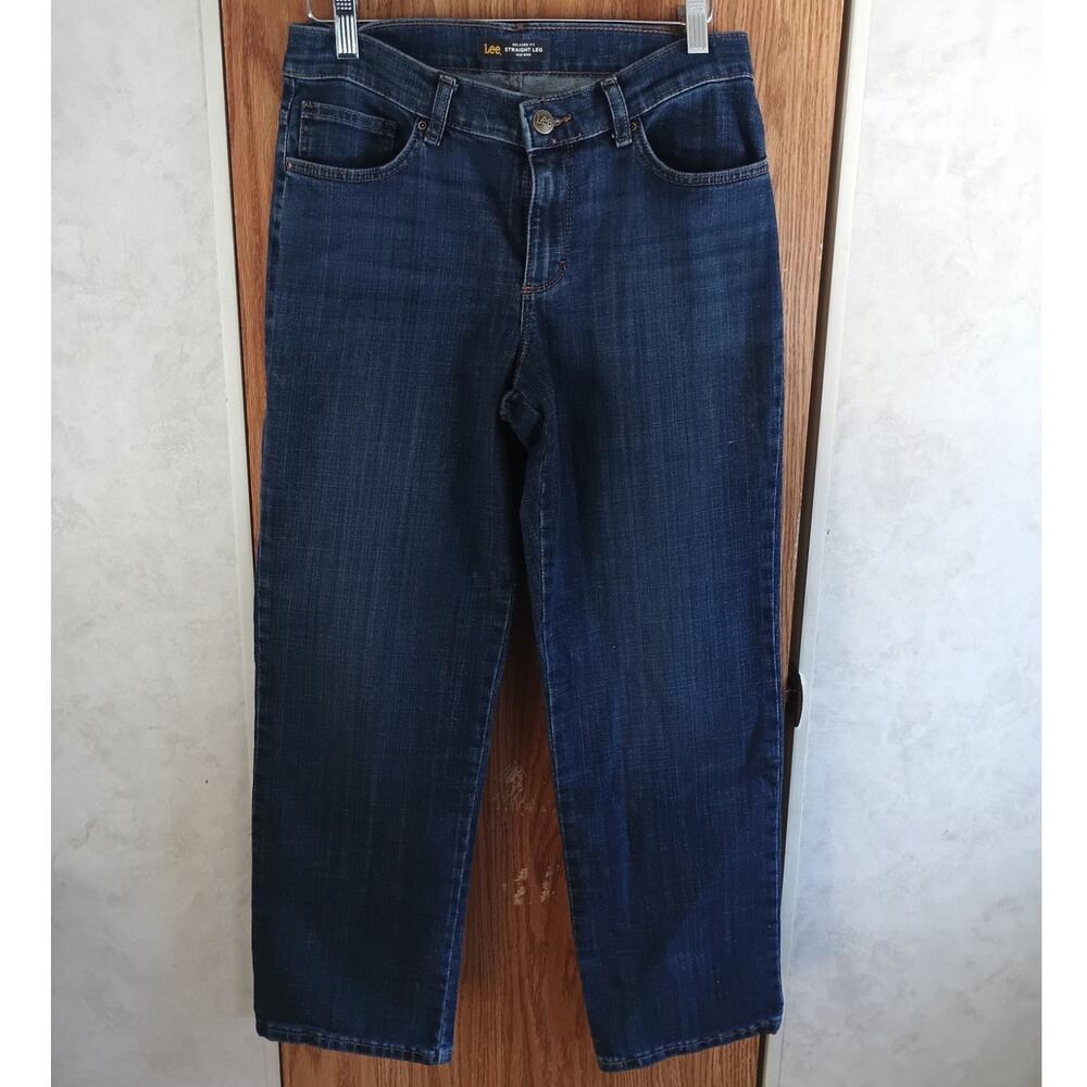 Lee Relaxed Straight Jeans Womens 8 Short 29x28 Stretch Dark Wash Classic Denim